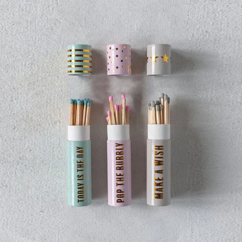 Custom Printed Wooden Match Box Colorful Head Long Paper Tube Book Matches for Hotels Safe Advertising Usage with Sticks Candles