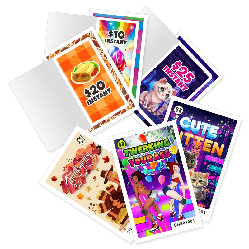 One window Custom Free Design Pull Tab Cards Games digital Printing Lottery Tickets paper Winning custom break open pull tab