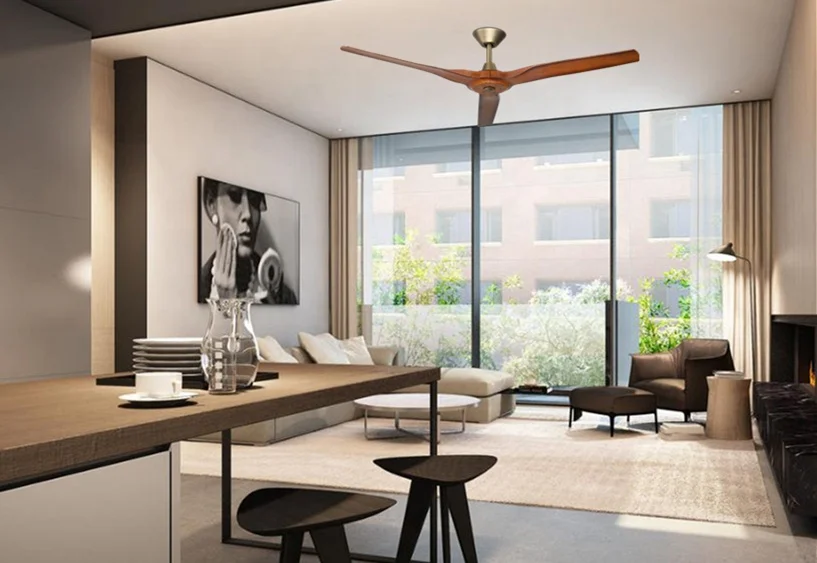 60 inch House Decorative Air Cooling Fan Modern Brushed Nickel DC Ceiling Fan, 3 ABS Blades, include Remote Control