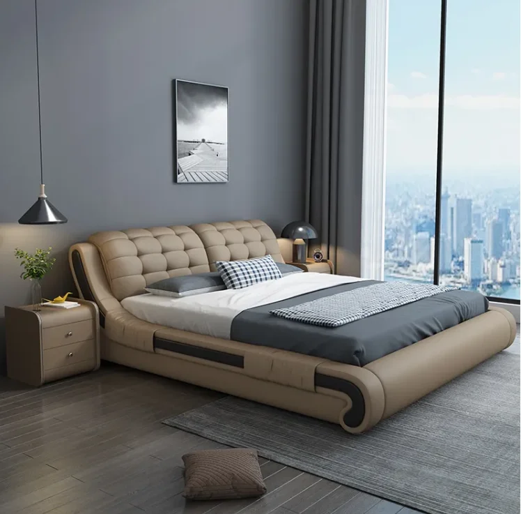 High Quality Modern leather Sofa Bed with Storage massage multimedia speaker USB charger Multifunction Smart bed