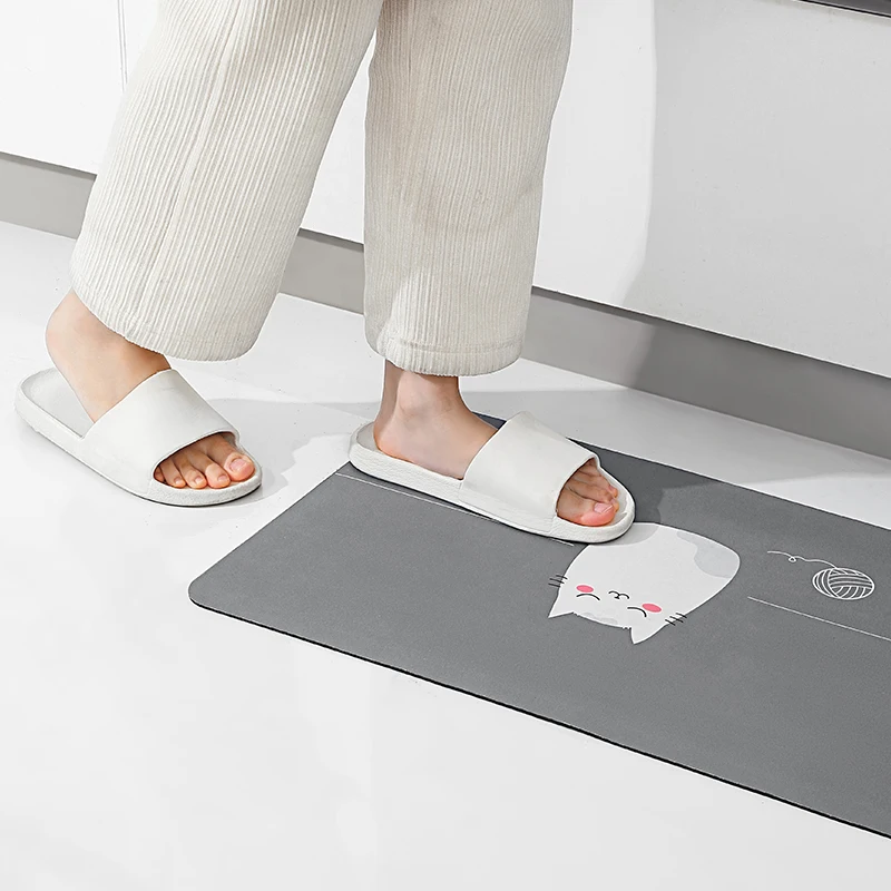 Super Water Absorbing Rollable Soft Diatomite Bath Mat Modern Bathroom Kitchen Anti-slip Super Fast Drying Bath Mat
