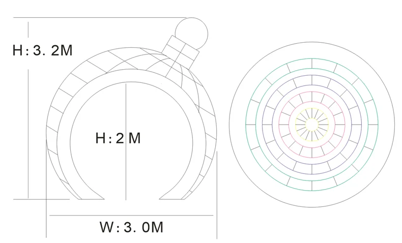 H:3.2m Decorative lighted giant ball christmas ornaments for outdoor