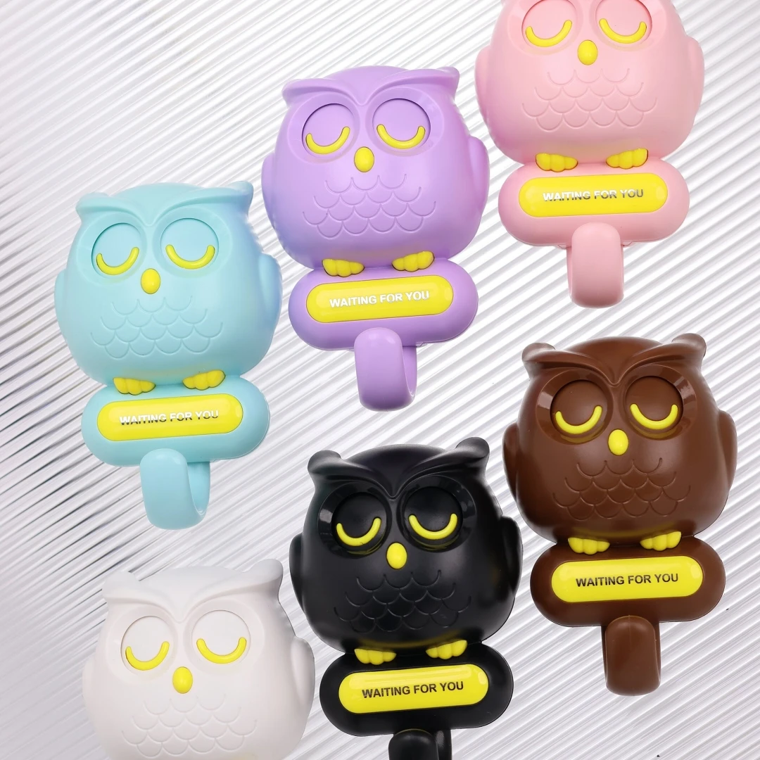6 kind color Owl New Hook Gravity Type Creative Adhesive to Wall, Dormitory, Kitchen, and Other Practical Hooks