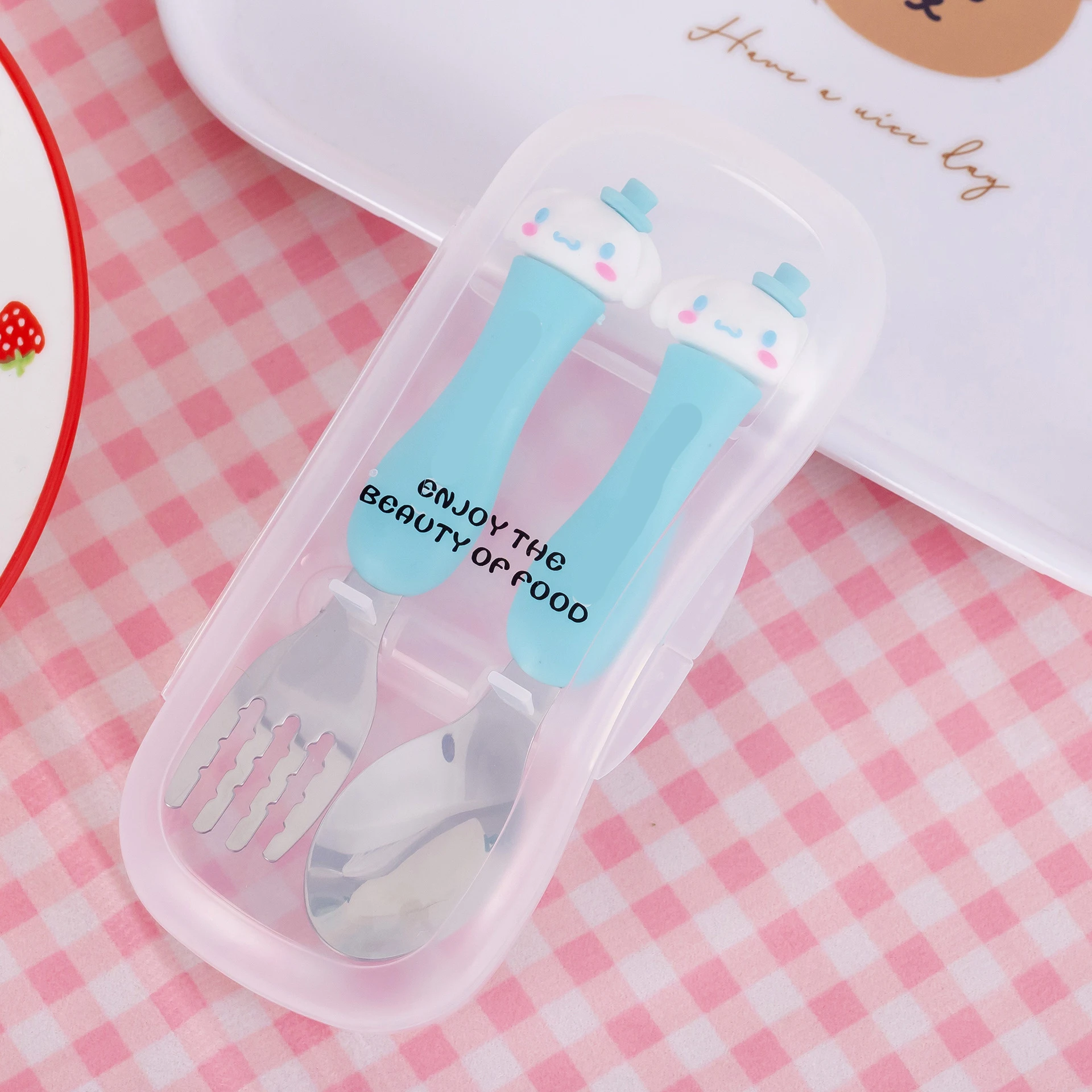 New Wholesale Infant And Toddler Cartoon Tableware 304 Stainless Steel Spoon And Fork Boxed Cartoon Tableware