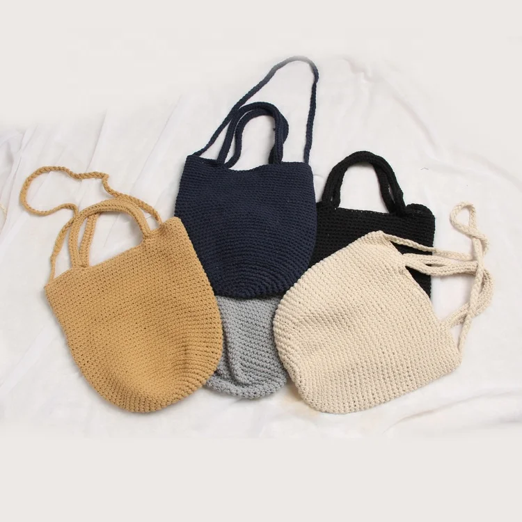 Прямая продажа с фабрики, хлопковый материал, экологически чистая Сетчатая Сумка-тоут, вязаная сумка через плечо, сумка