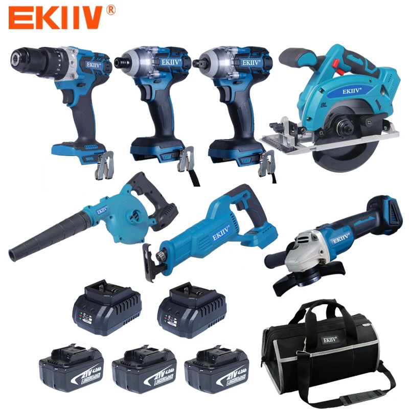 OEM EKIIV Factory 21v Portable Electric cordless Pulse Brushless Screwdriver Compact Wireless Impact Drill Lithium Battery kit
