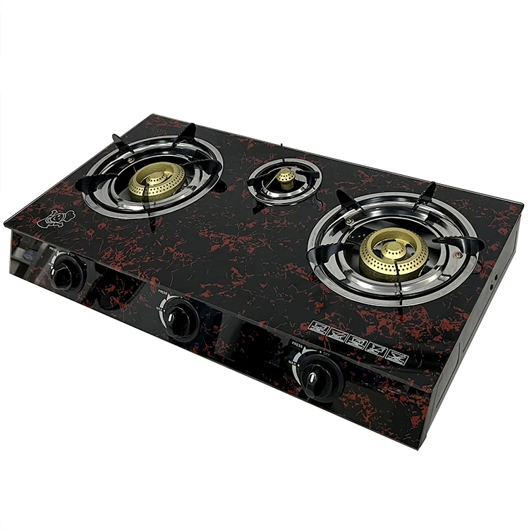 hot sale the industry wholesale reasonable price home stove 3 burner tempered glass cast iron gas cooker