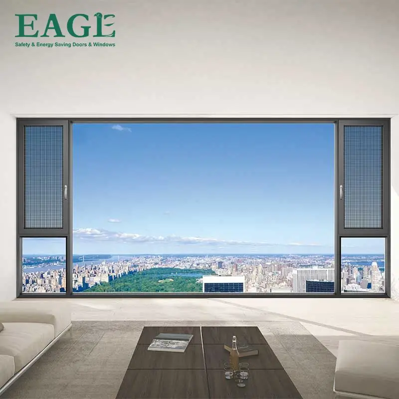 Modern aluminum windows swing top hung  tilt turn open way for option