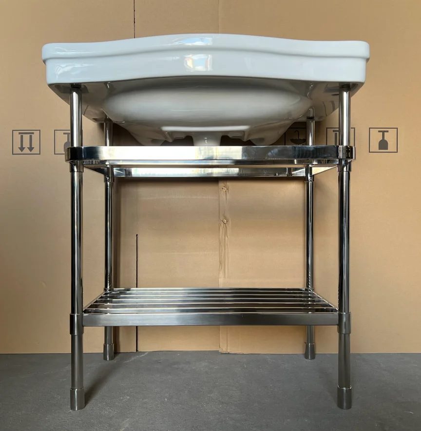 polished Chrome basin stand heated towel rail racks wall hung space saving furniture assembly kitchen floating china bowl leg