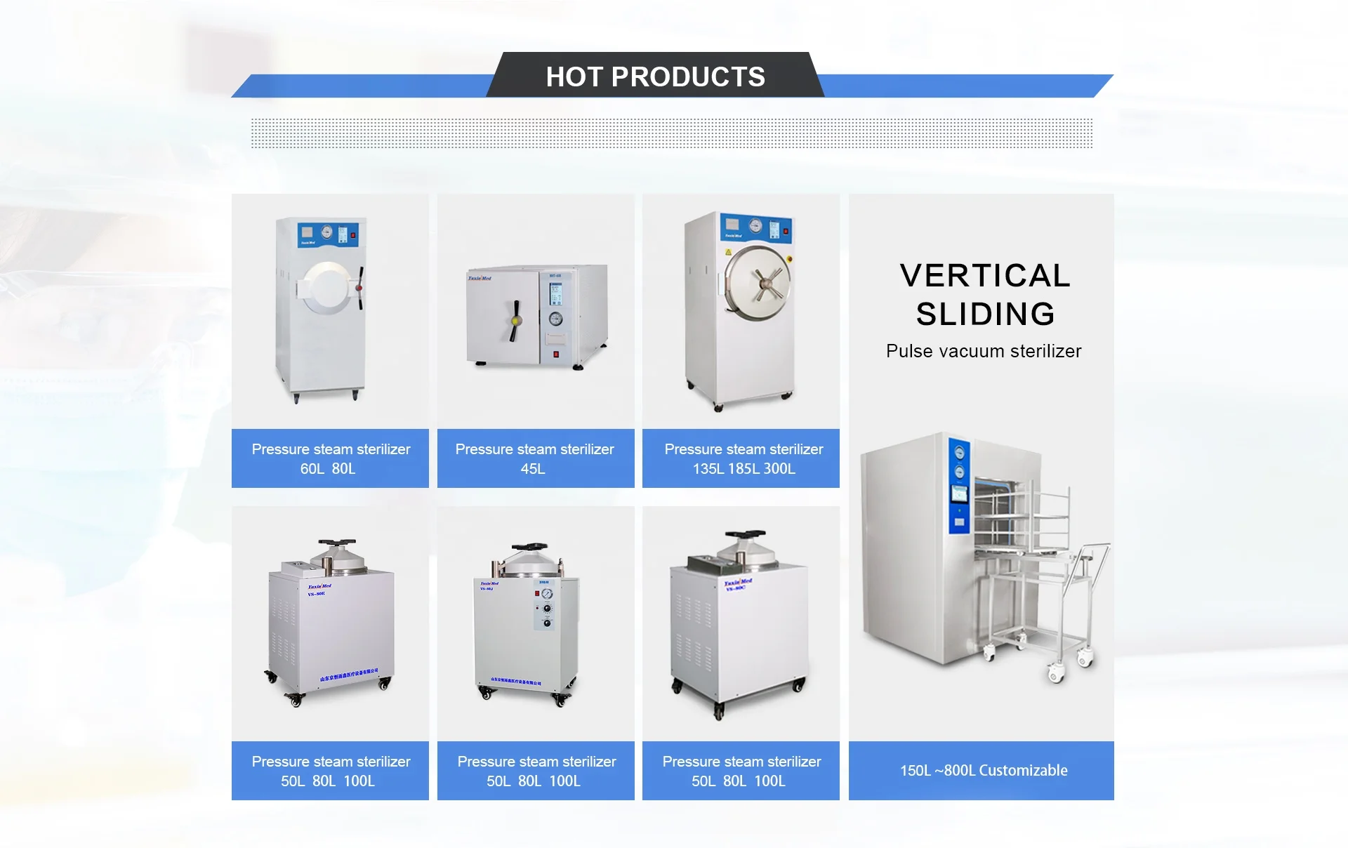 Hot selling high quality 135L 185L horizontal pulse vacuum autoclave industrial equipment machine