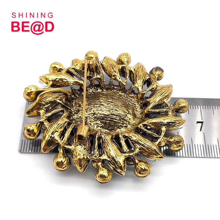 Western Style Fashion Retro Bauhinia Flower Alloy Colorful Glass Crystal Rhinestone Brooch For Women Suit Jewelry Accessories