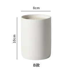 Matte white modern solid color cylindrical ceramic candle jar candle container for candle making
