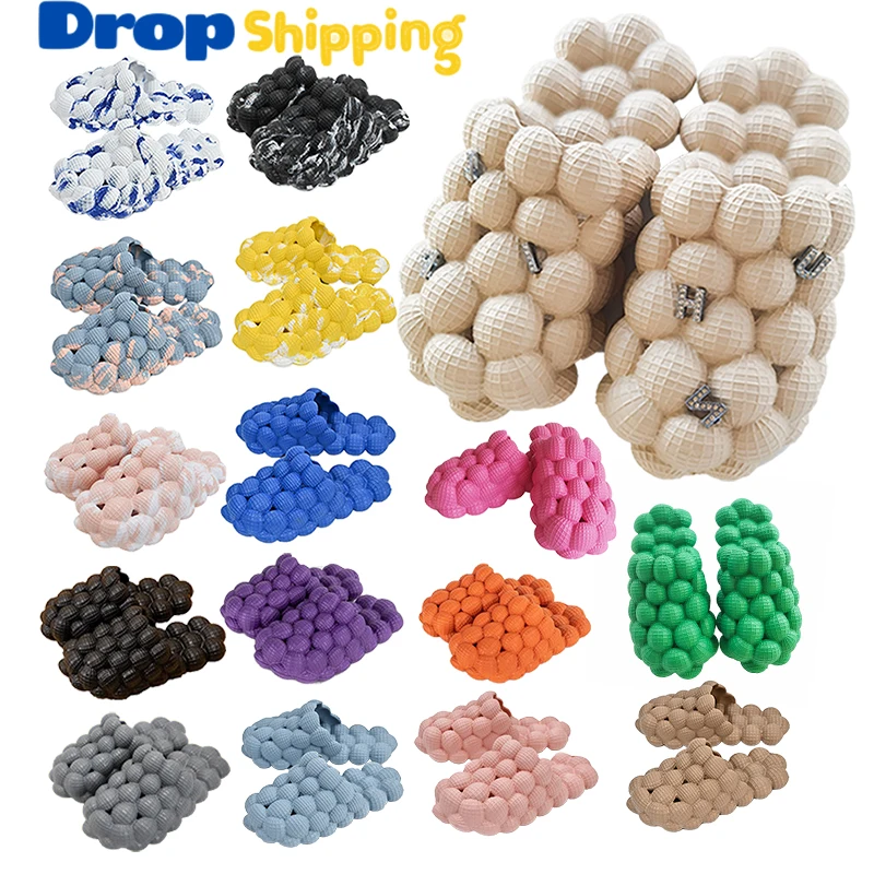 TikTok Hot Pillow Cloud Men  Outdoor  Massage casual lychee bubble shoes summer women beach slides slipper sandals 2023