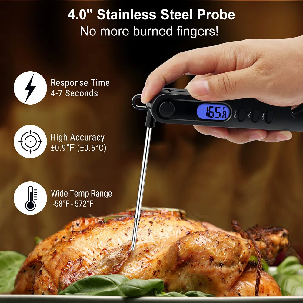 Smart Digital Foldable Quick Reading  Portable BBQ Thermometer Tabletop With Magnet Hook Thermometer