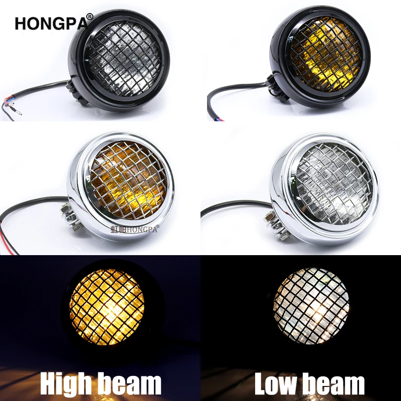 Retro Round Motorcycle Headlight 4 Inch Projector Headlights Headlamp For Cafe Racer