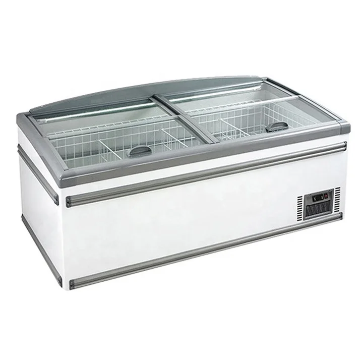 Combined Island Display Freezer Commercial Retail Sliding Doors Automatic Defrost Supermarket Freezer Ice cream