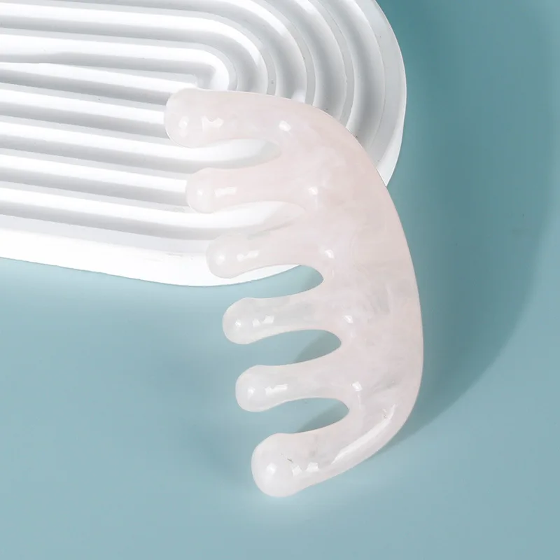 Custom Scalp Gua Sha Comb Wholesale Resin Sandal Scalp Big Wide Tooth Massaging Hair Comb