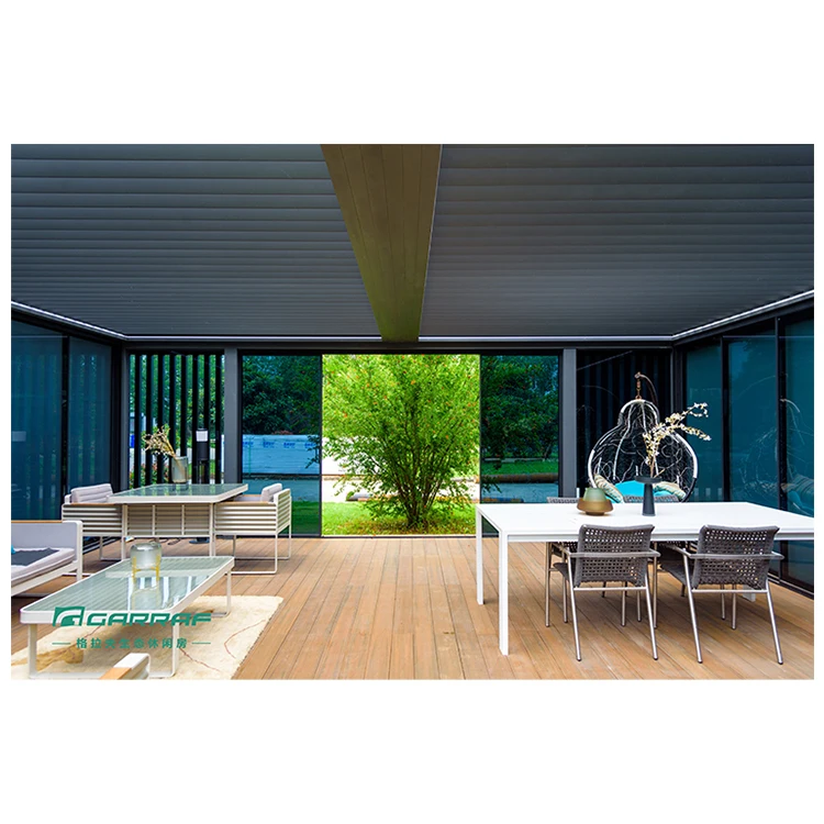 Summer House Opening Louver Roof Motorized Roofing Awnings Pavilion Pergola For Deck