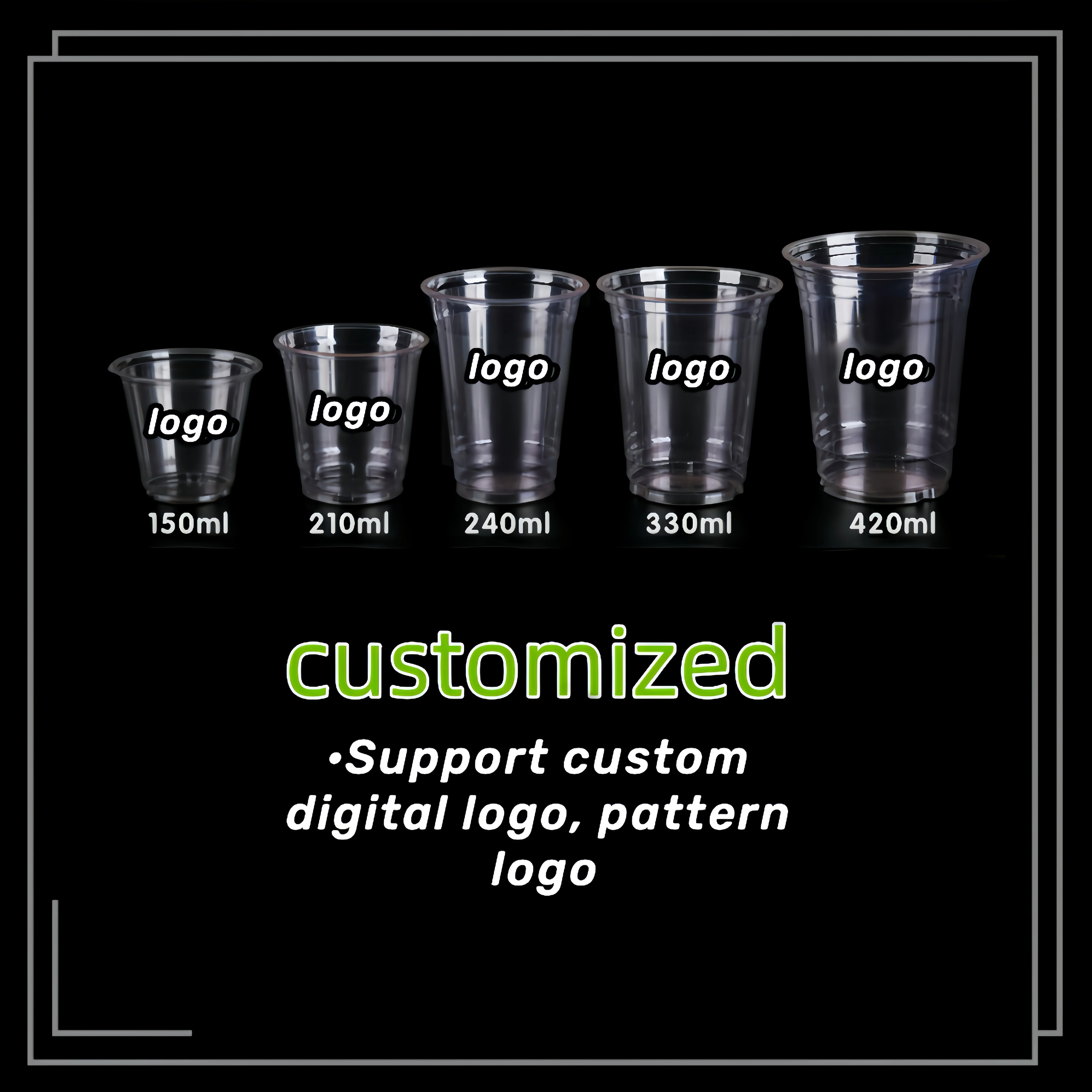 Custom 16oz PET Disposable Plastic Cold Coffee Cups Printed Drinking Bubble Tea Cups Plastic PET Cups with Lids