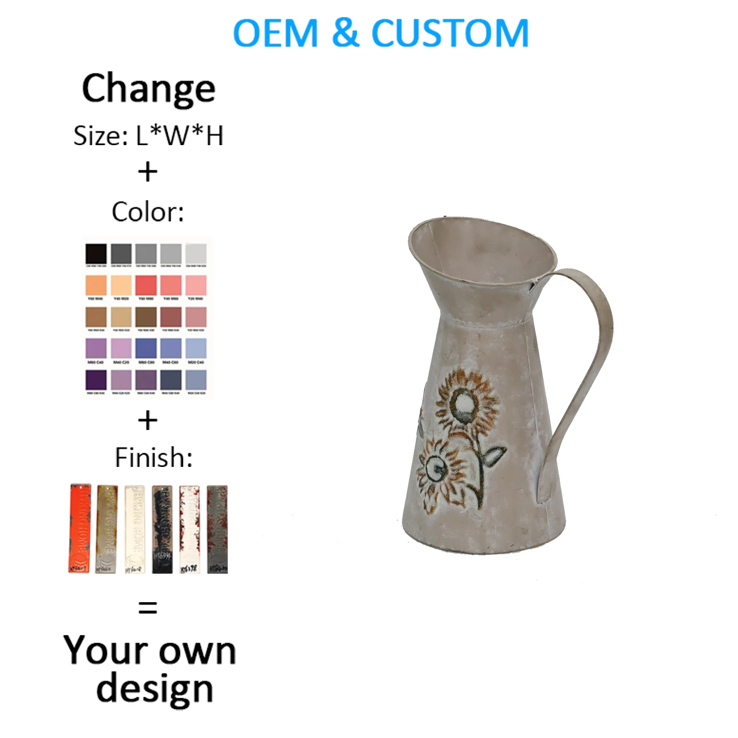 Professional Supplier Metal Milk Can Rustic Shabby Chic Can Primitive Decorative Flower Vase Mini Pitcher Jug Vase With Handle