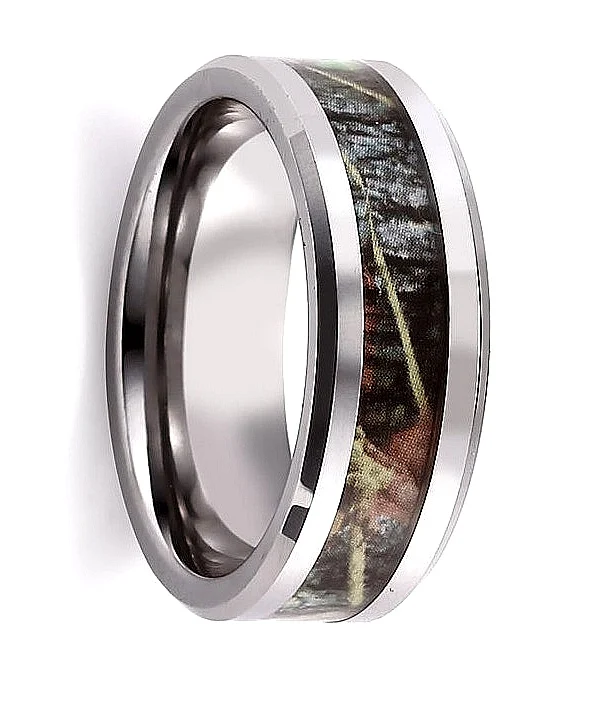 SZ CHENG JEWELERS wholesale apparel rings differ material tungsten titanium cobalt black ceramic base inlaid camouflage band