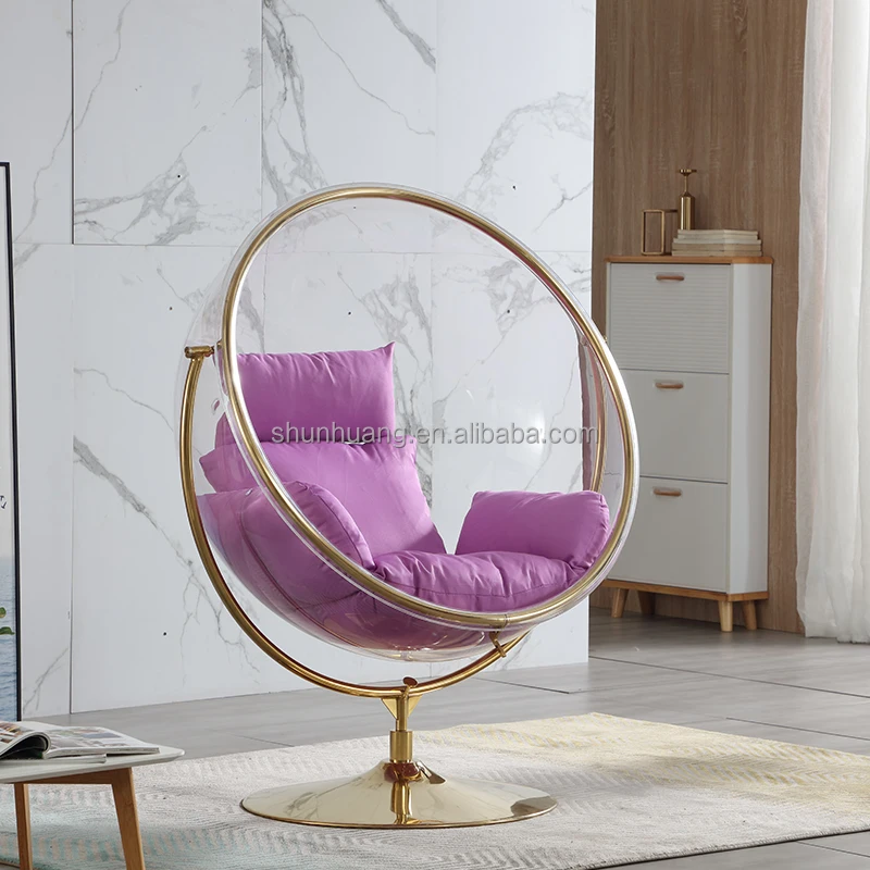 High end indoor or outdoor swing chair  garden stainless steel  acrylic hanging bubble chair patio furniture