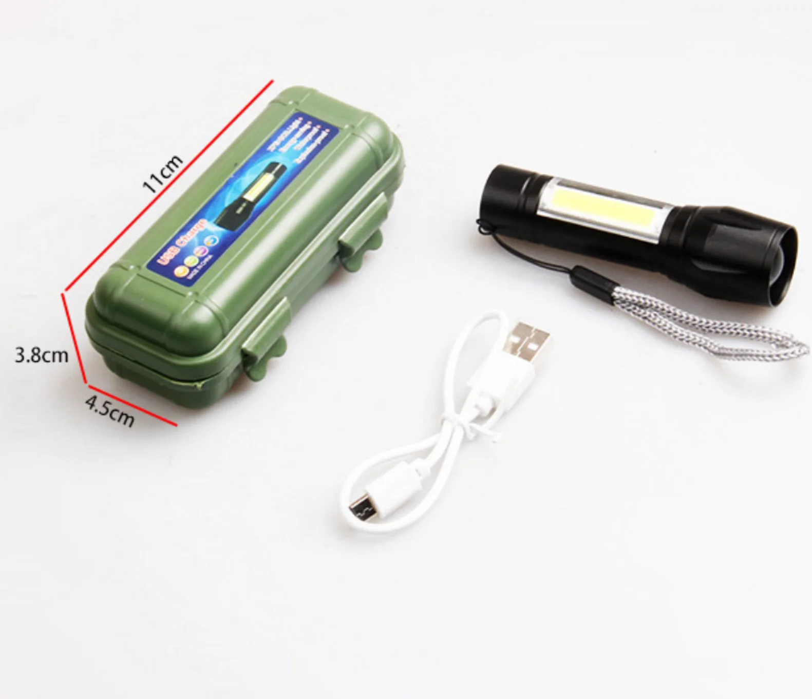 USB перезаряжаемый фонарик 3 режима яркий светодиодный ручной с COB боковыми огнями Аварийное и ежедневное использование