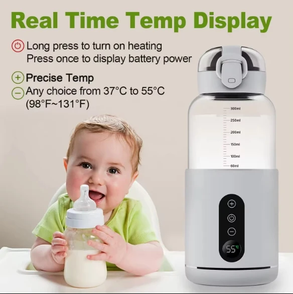 Intelligent Electric Baby Milk Warmer Constant Temperature Bottles with USB Battery Power Source