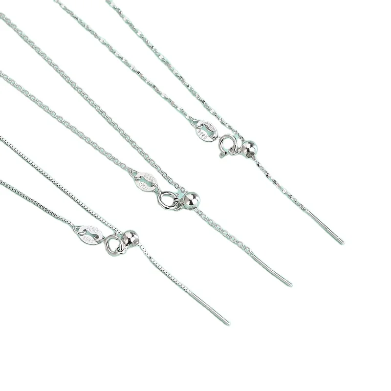 Diy Sliding Bead Length Adjustable Fine Quality 925 Italian Silver Chain  letter heart Necklace In Silver Jewelry