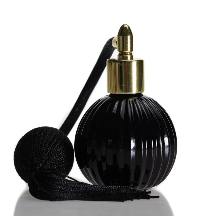 Wholesale Perfume Bottle Spray Watermelon Embossed Fragrance Oil  50ml Black Perfume Bottle With Pump