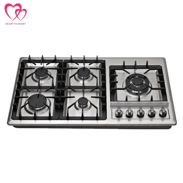 CE Certificated Stainless Steel panel built-in 5 burner gas cooker