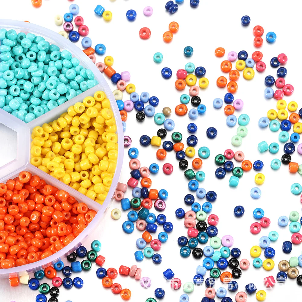 Factory Wholesale 1800 pcs DIY 3mm glass seed beads in Box 6 Multi color Assortment  for jewelry making