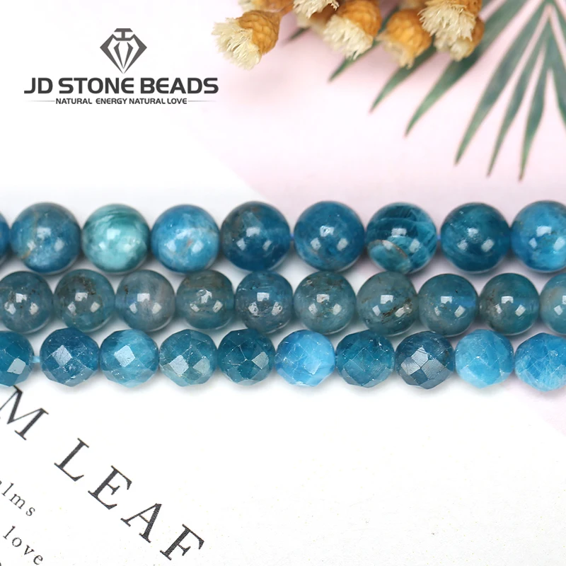 
Natural Faceted Gemstone Round Loose Stone Rough Quartz Genuine Faceted 10Mm Blue Apatite Beads 