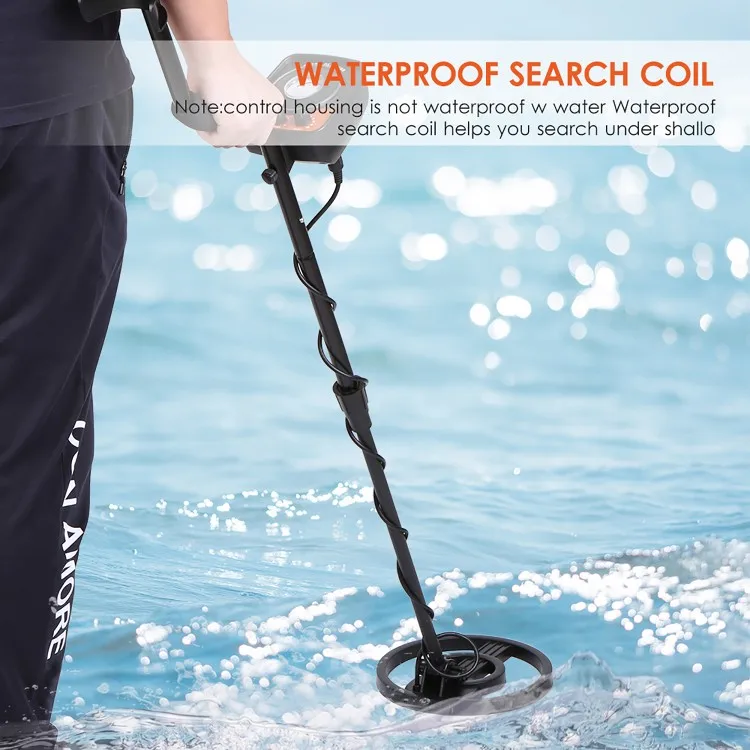 Metal Detector Adjustable Waterproof Metal Finder 38-46in Audio Flash Prompt with DISC Mode for Adults and Kids Lightweight Desi