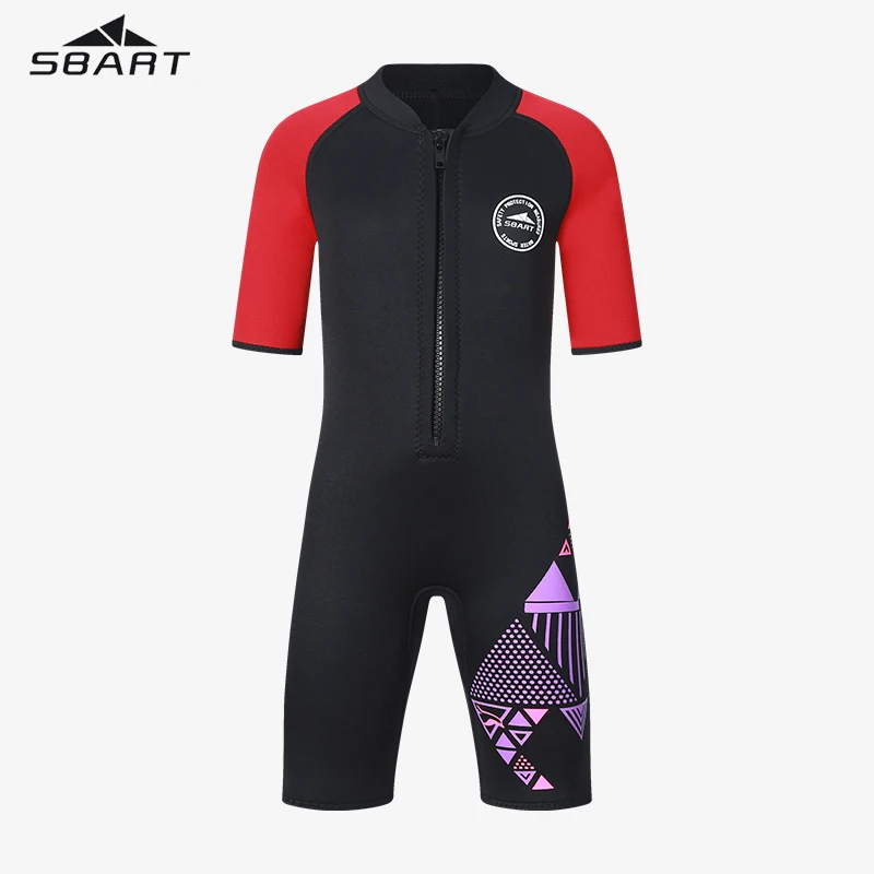 SBART Factory Supply Neoprene Swimming Surfing Kids Wetsuit One Piece Short Sleeve Wet Suit For Boys Girls