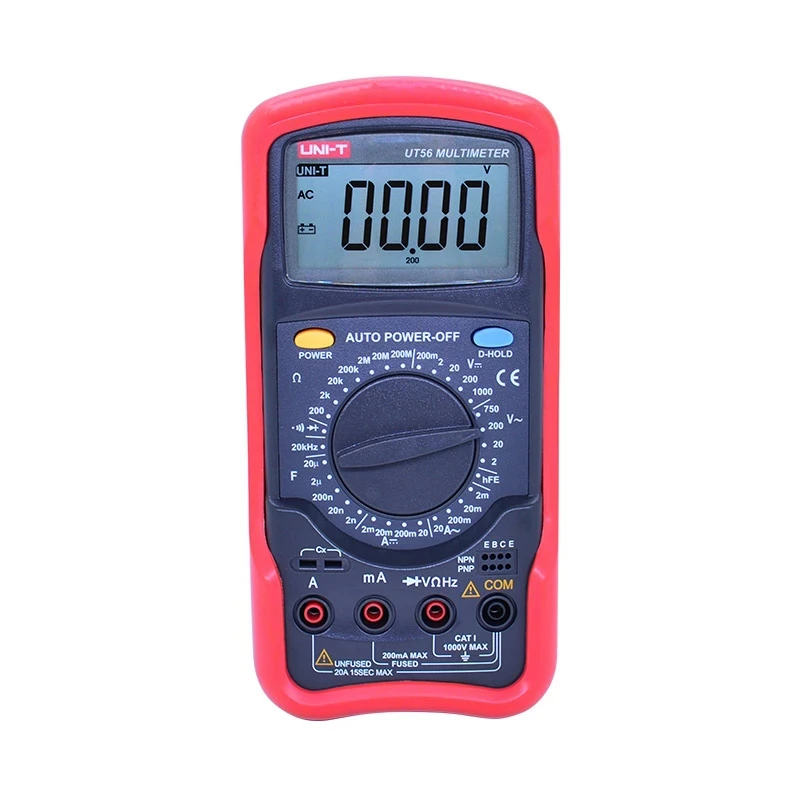 UNI-T UT56 High-precision Handheld Digital Multimeter AC And DC Resistors And Capacitors Two Triodes Frequency On and Off beep