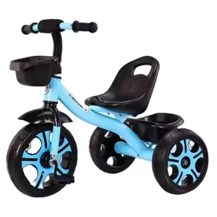 2024 Cute 3-Wheel Kids Tricycle for Baby Girl Boy Mini Small Children Bicycle with Rear Basket Simple Frame Made of Plastic