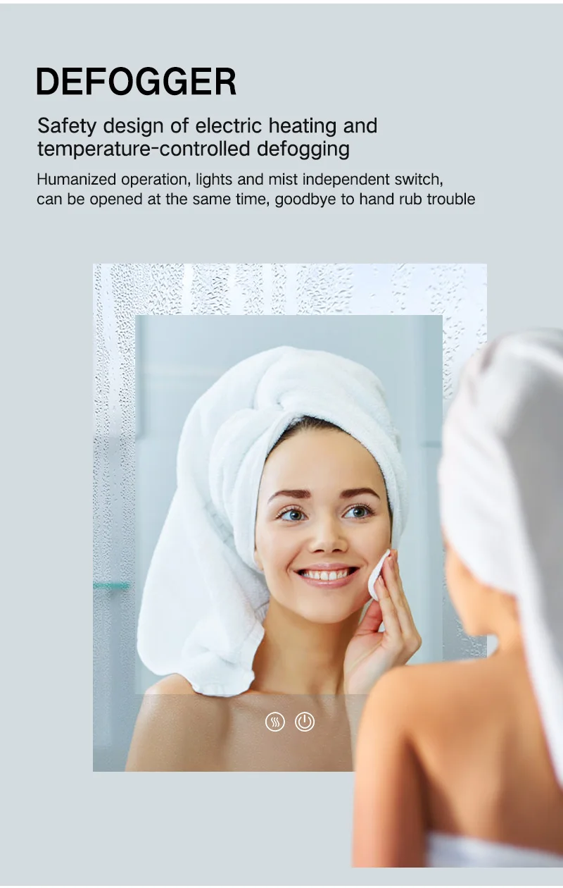 New Design Cheap Barber Shop Mirrors Speaker Smart LED Bath Mirror Wall Hanging Touch Switch with Light Illuminated Rectangle 3D