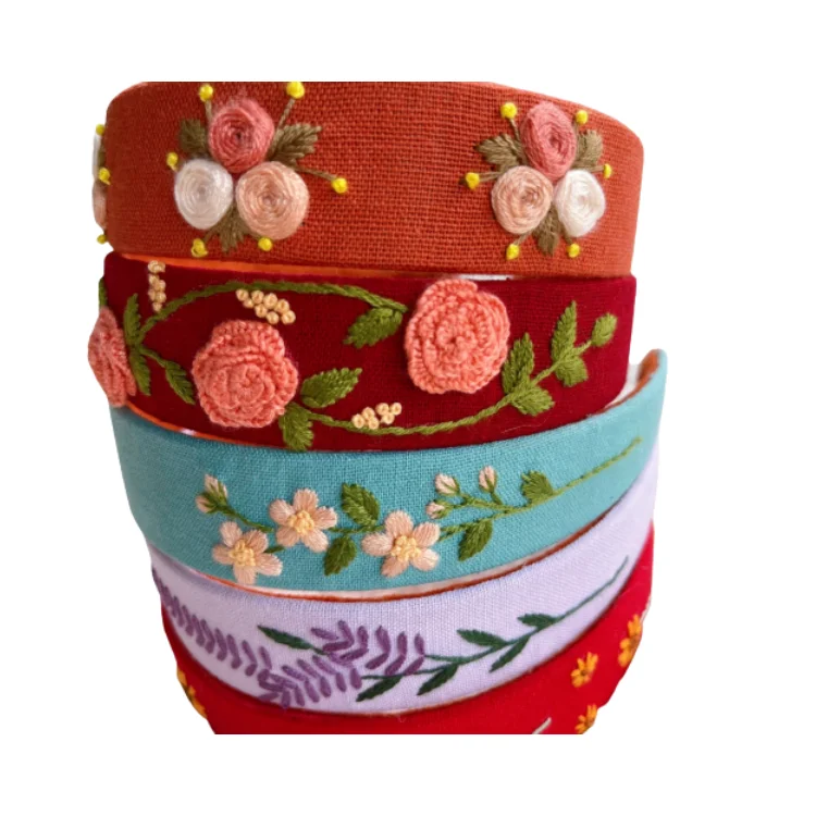 Embroidery Ribbons Hair Accessories Colorful Headband Good Price Top Favorite Product Bow Hairbands For Girls Lovely Pattern