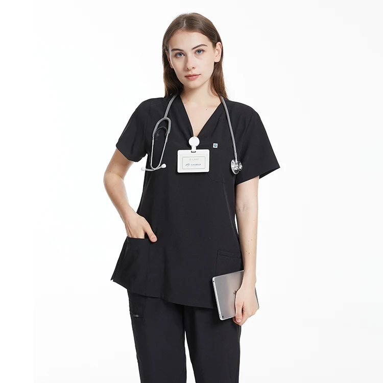 UK Warehouse Fast Shipping unisex Scrub Uniform black waterproof Nurses scrubs uniforms sets fashionable