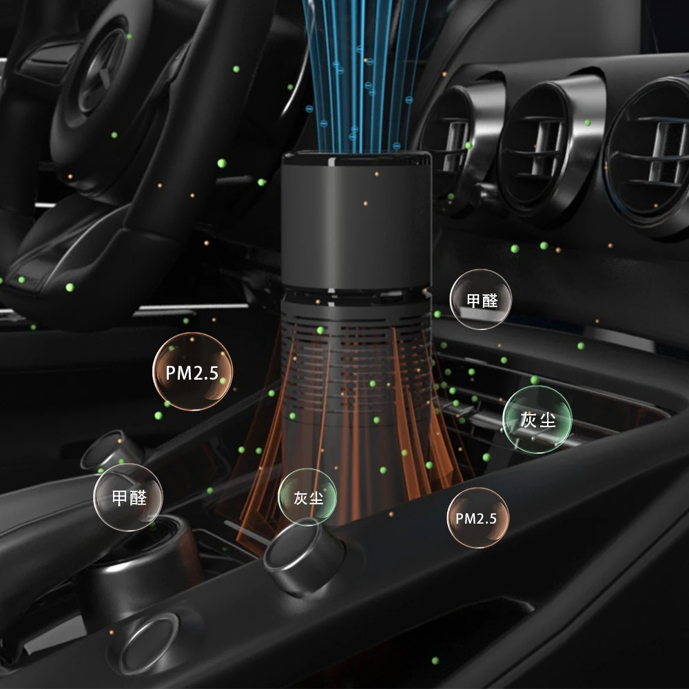 Household OEM portable desktop PM2.5 air cleaner with usb cable charging  mini car air purifier with true hepa filter