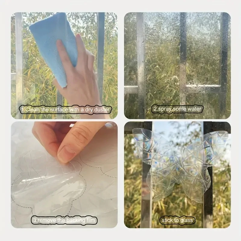 Colorful Window Stickers Suncatcher Rainbow Prism Butterfly Static Glass Stickers PVC Anti-collision Window Stickers