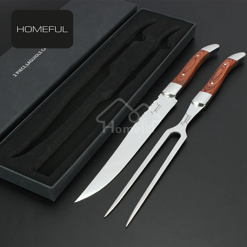 stainless steel carving knife with kitchen knife fork