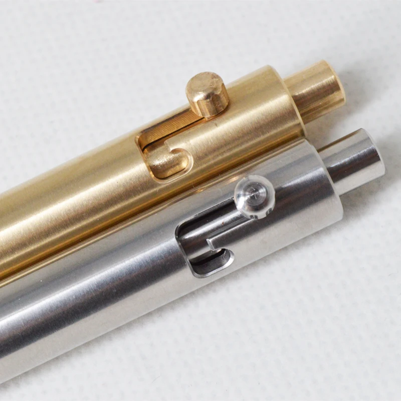 JXT Manufacturer Customized Titanium Bolt Action Tactical Brass Pocket Pen with Non-Slip Grip EDC Office Business Writing Pen