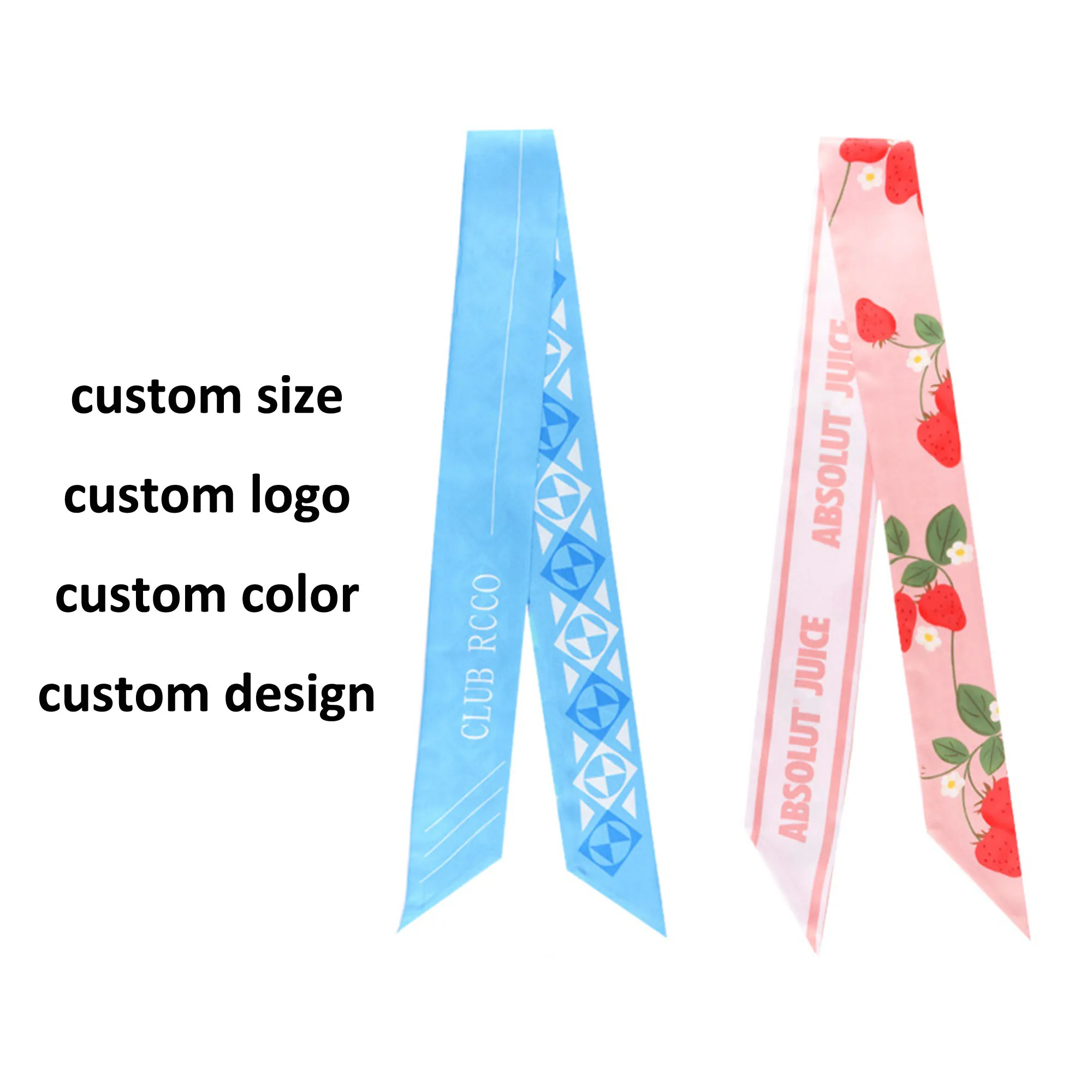 Custom Design/LOGO/Color/Size Ribbon Hair Scarf Girls Hair Twill Band for Event Promotional Gift Giveaway Headwear Accessories