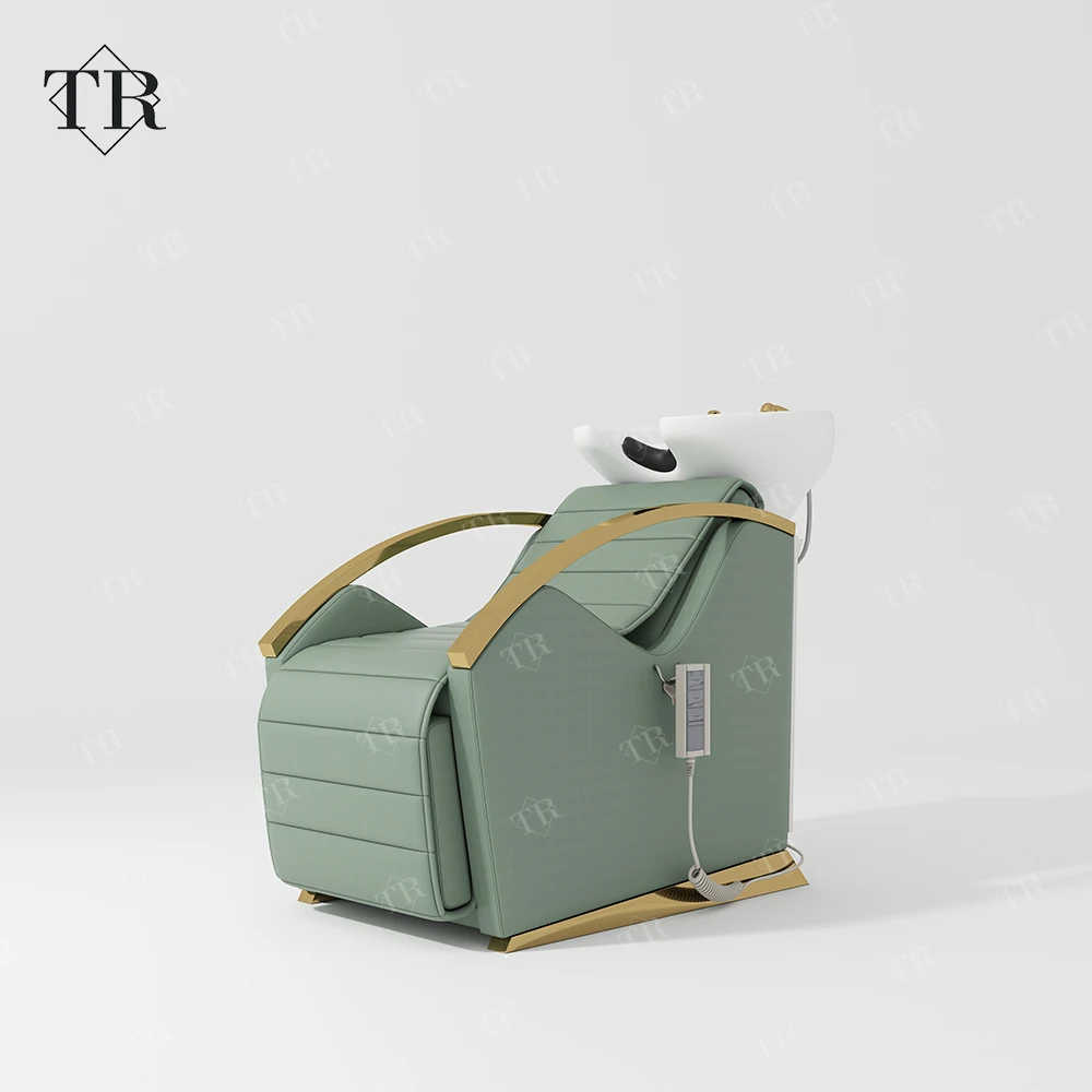 Modern Luxury Green Electric Shampoo Chair Bed With Salon Sink And Chair Shampoo Sink With Chair For Living Room