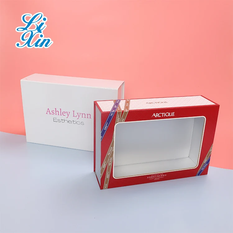 Custom size recyclable cardboard paper hard rigid magnet box packaging luxury folding magnetic gift box with clear windows