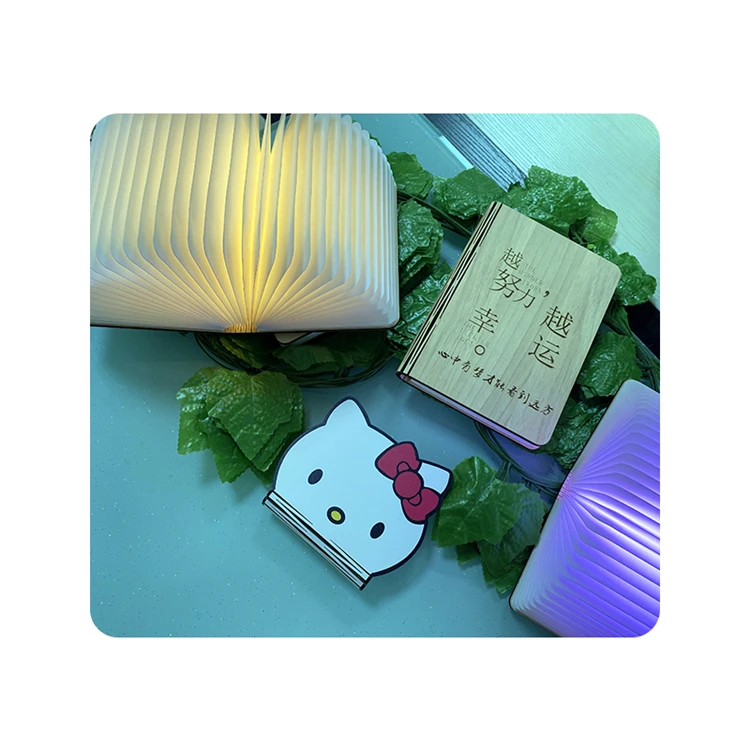 
Wholesale Mini Wooden Folding Rechargeable Led Desk Table Book Shaped Lamp Light 