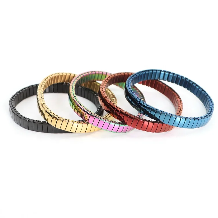 India Jewelry stretch elastic wristbands spring stainless steel mesh spring bracelet 7mm flexible bracelet india market