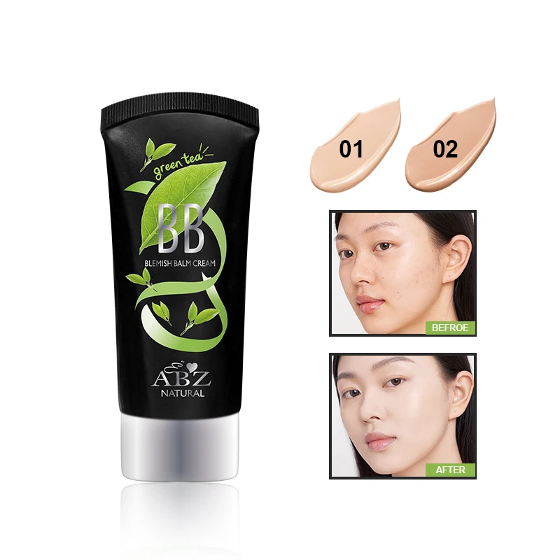 Long Lasting Liquid Foundation BB Cream Green Tea Soft Tube for Face Makeup Wholesale Factory Two Colors